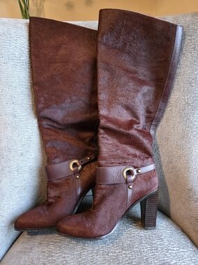 Beautiful Donald J Pliner Garnet Haircalf Boots Knee High Women's Size 7.5